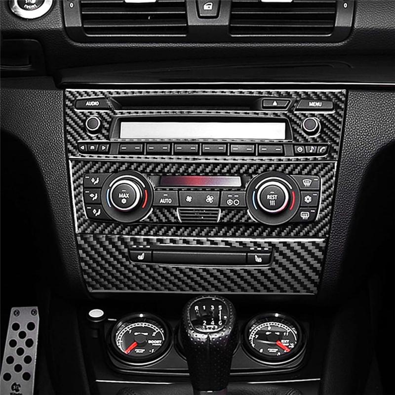 Carbon Fiber LHD For BMW 1 Series E87 E81 E82 08-13 Center Console AC Radio CD Buttons Panel Trim Interior Accessories As Shown C