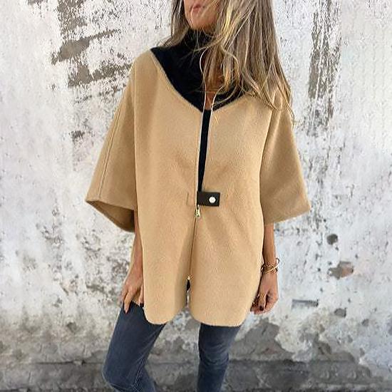 Damenmode Herbst und Winter Casual Loose Zip Stehkragen Jacke Mantel