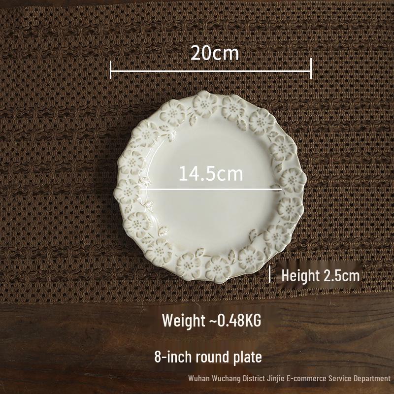 Vintage French Lace Ceramic Plate - Dessert, Pasta, Salad, Breakfast, or Western Dish
