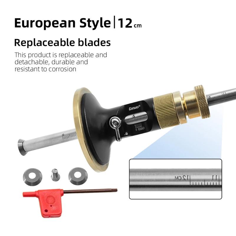Wheel Marking Gauge Woodworking Scriber with 2 Replacement Cutters Solid Metal Bar Wood Scribe Tool for Carpenter.