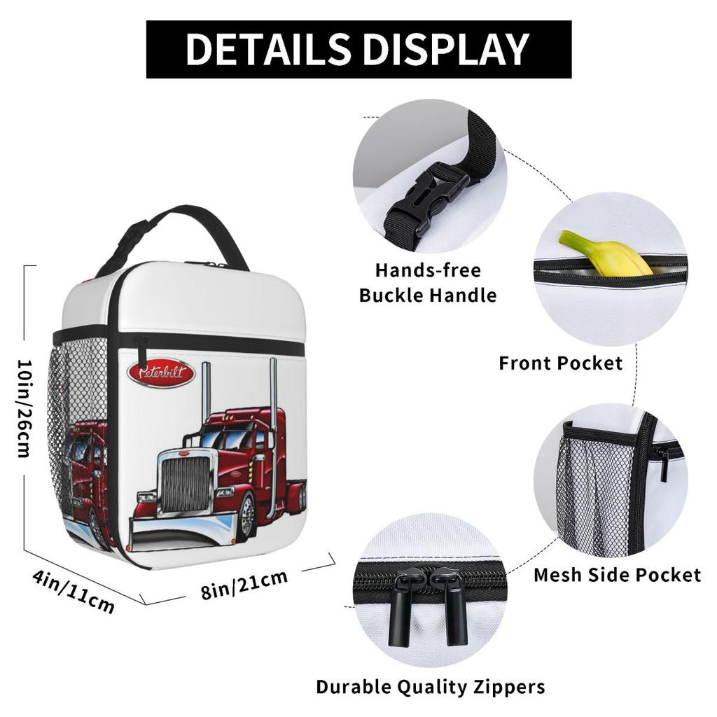 Peterbilt LKW Isolierte Lunchtasche für Damen Kinder Auslaufsichere Lebensmittelboxen Thermische Lunchbox Tragetasche