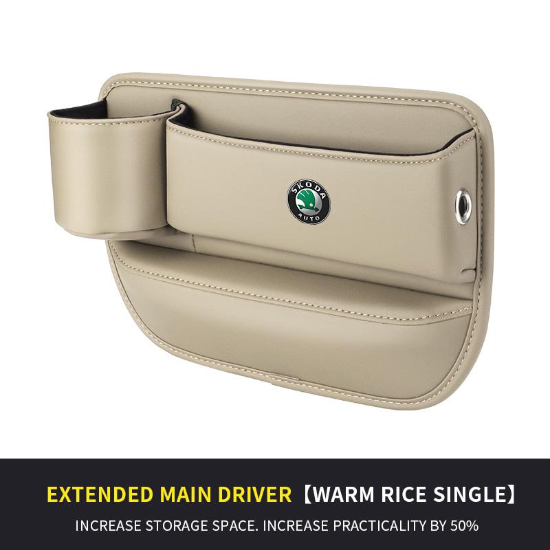 2025 New Car Storage And Finishing Leather Seat Gap Storage Box For Skoda Citigo Kamiq Karoq Kodiaq Octavia Scala Yetl Fabia Rap