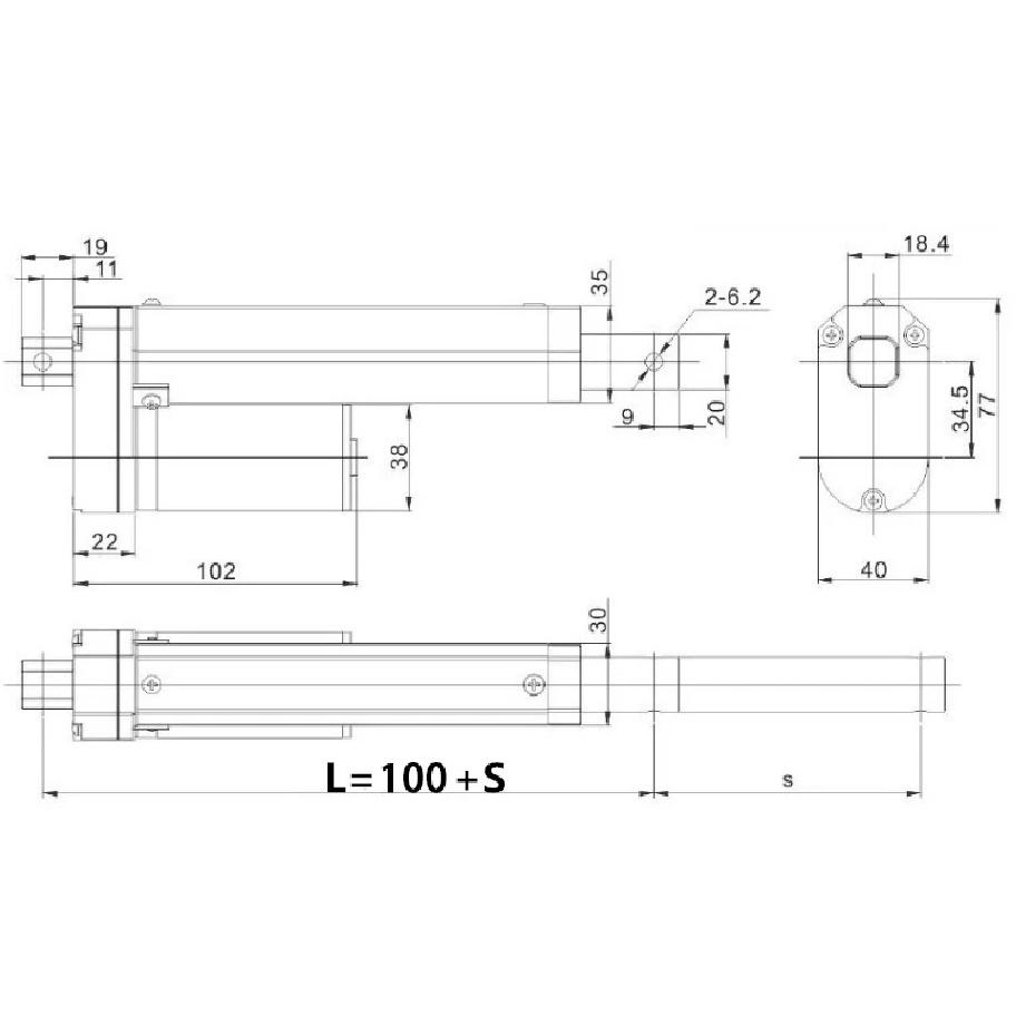 DC 12V/24V Electric Linear Actuator 100N/200N/300N/500N/700N/900N/1000N Linear Drive Electric Motor 20mm 30mm 50mm Stroke
