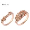 2Pcs Engagement Ring Beautiful Exquisite Elegant Rhinestone Couple Ring for Anniversary