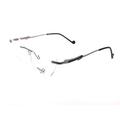 RSINC Rim Less frame/eyeglass/Spectacle,Leather Stich Optical, For Men And Women, Sliver-Blue PA1593(IB-03) M1 4M-212L-XVLP