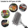 BBQ Grill Brush Cleaning Brushes Tool Grill BBQ Stainless Steel Bristles Non-stick Grilling Kitchen Brushes Barbecue Accessories