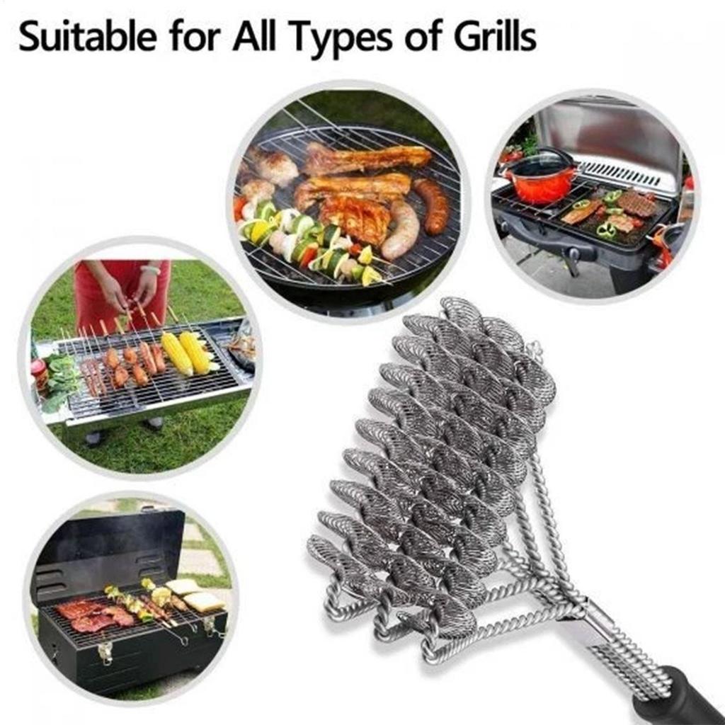 BBQ Grill Brush Cleaning Brushes Tool Grill BBQ Stainless Steel Bristles Non-stick Grilling Kitchen Brushes Barbecue Accessories