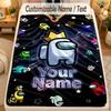 Flannel BlanketAmong Us Custom Name Text Personalized Soft Warm Throw Blanket Home Decor Gift