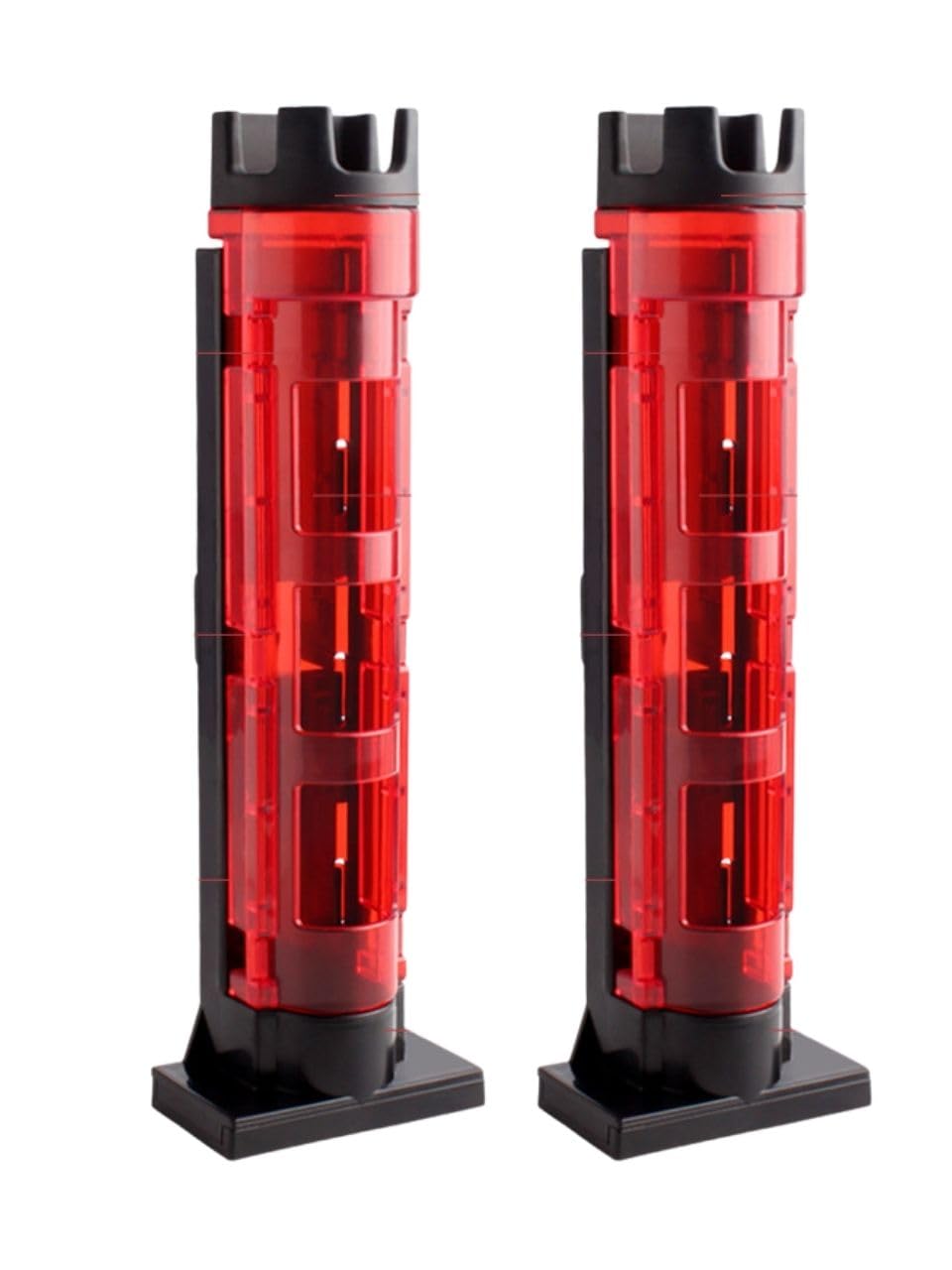 

Set of 2 Clear Rod Holders, Fishing Storage Stands, Coolers, Tackle Boxes, and Cases (Red x Red)