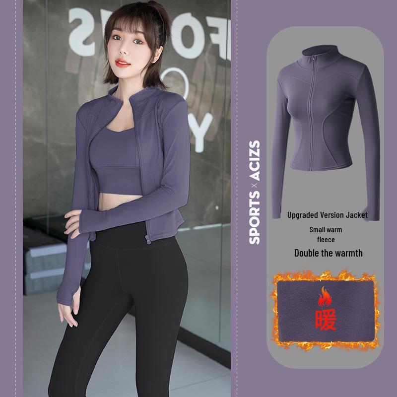 Damen Sportjacke mit schnell trocknendem Stoff, schmal geschnitten und mit Fleece gefüttert, für Fitness & Yoga