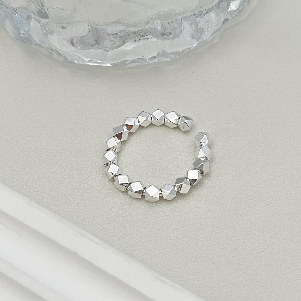 Geometric Cut Open Ring: 3D Silver Patchwork Jewelry