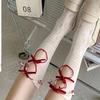 1Pairs Hollow Lace Women Long Stockings Fashionable Versatile Knotted White Lolita Style Comfortable Breathable Casual Socks