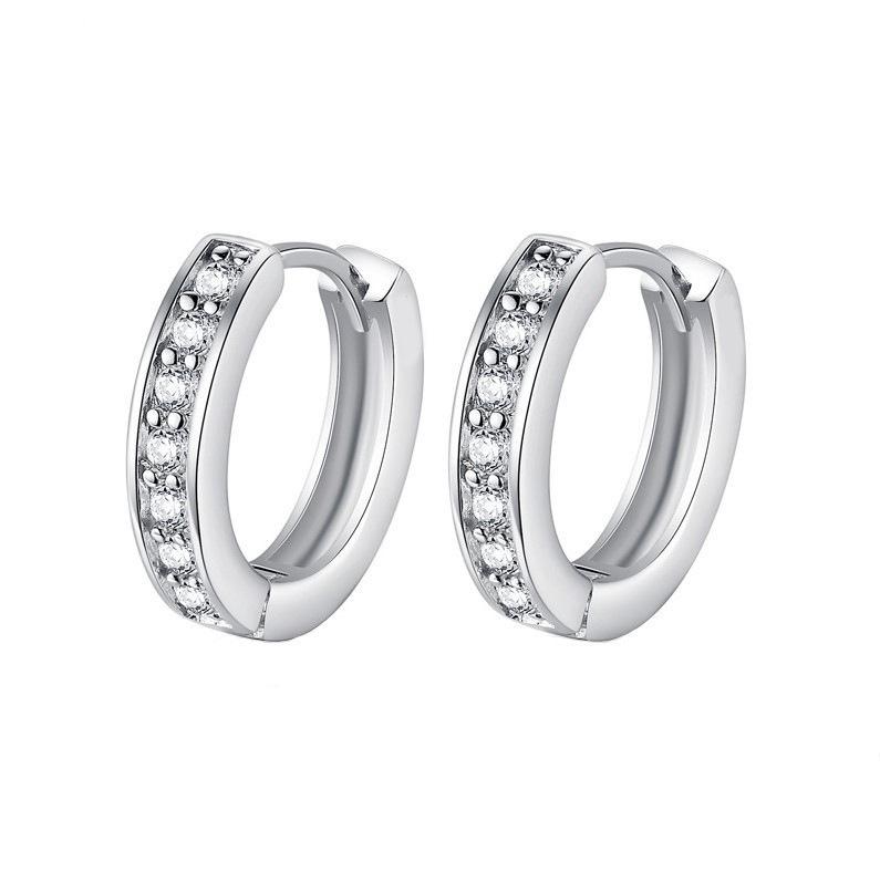 Minimalist Single Row Zircon Huggie Earrings With 7 Micro Paved Stones Versatile Hoops For Women Elegant Daily Jewelry