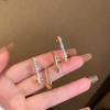 Korean New Design Irregular U-shaped Gold Color Crystal Stud Earrings for Women Girl Fashion Jewelry Daily Wear Gifts