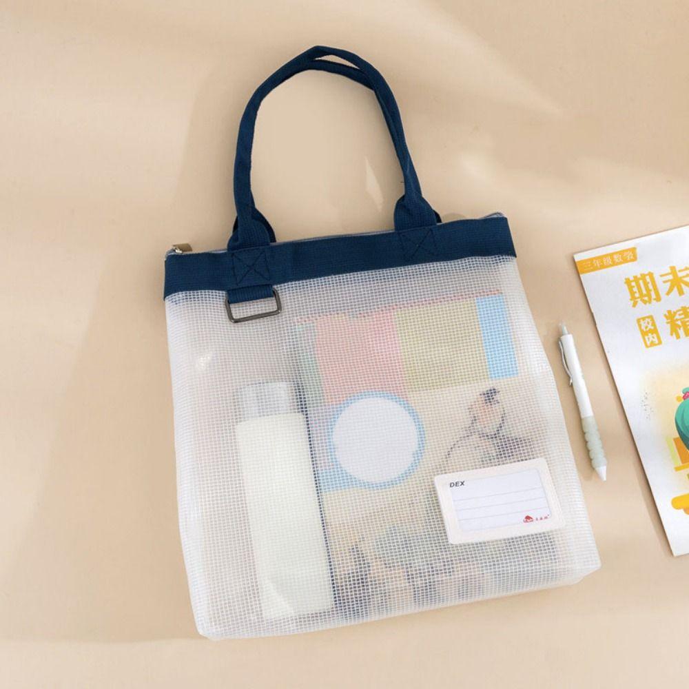 with Handle Mesh Document Storage Bag Large Capacity File Storage Bag Handheld Project Bag Travel