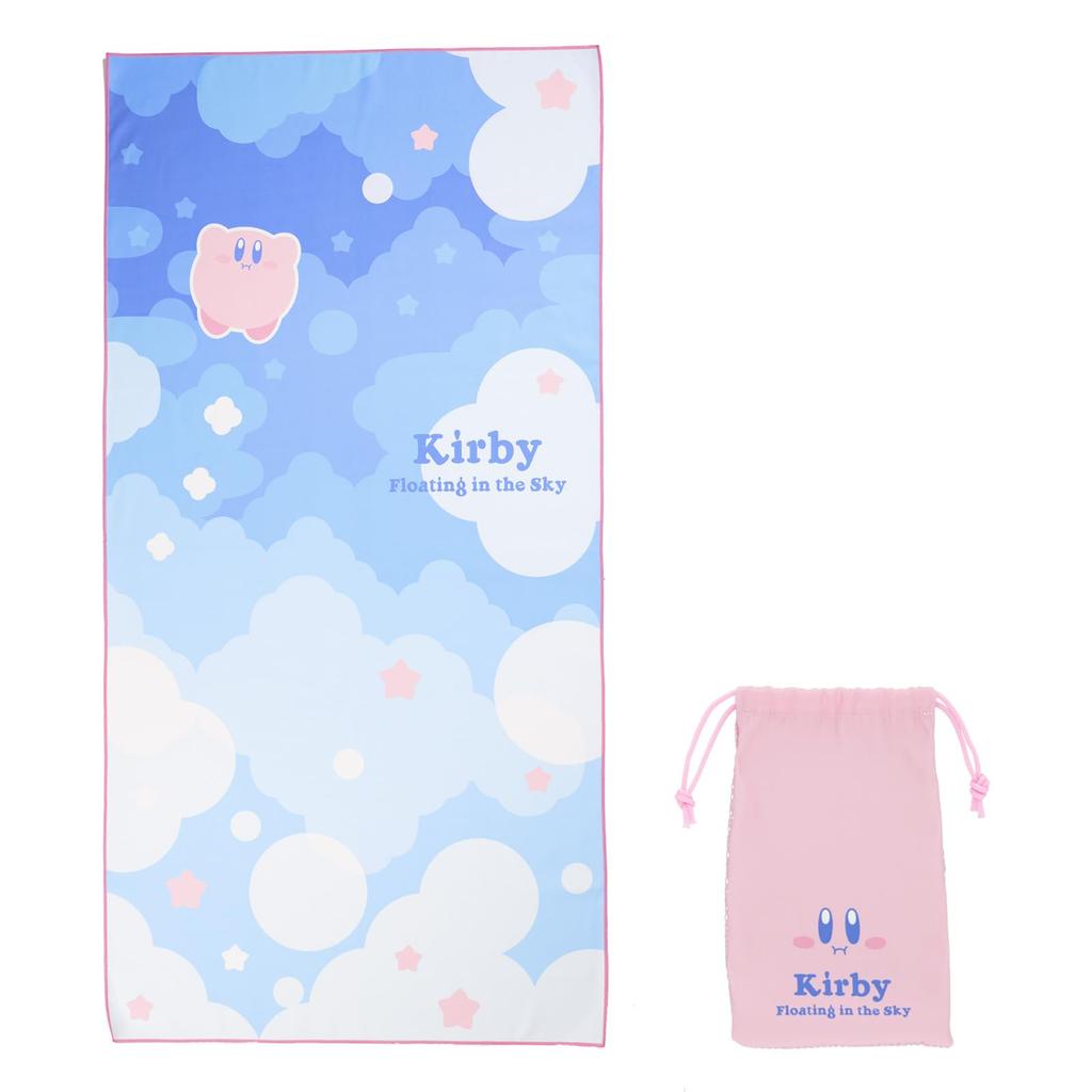 2024 Marushin Nintendo Leisure Towel with Drawstring Character Design for Boys and 4585025200 Quick-Drying Towel, Kirby, Quick-Drying, Absorbent, Bag,