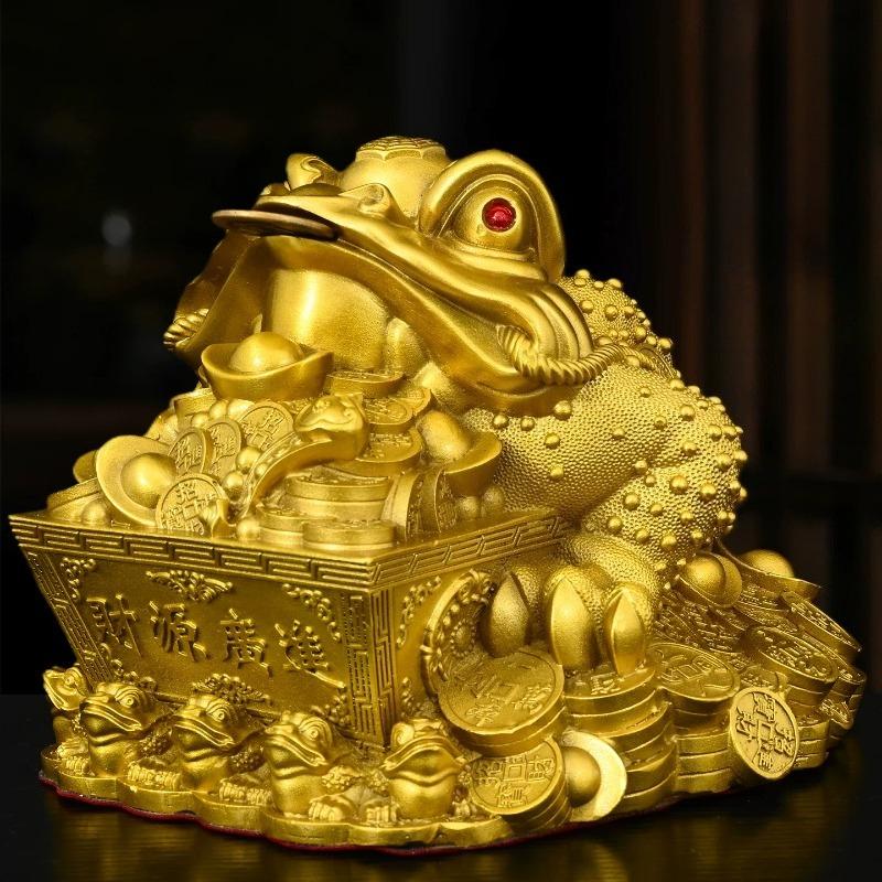 Feng Shui Copper Three-Legged Golden Toad Statue Money Toad Figurine for Shop Office Home Living Decor