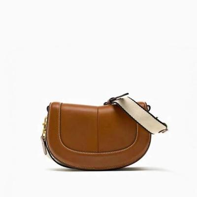 Saddle Bag with Magnetic Flap Flap and Stitching Decoration Crossbody Bag