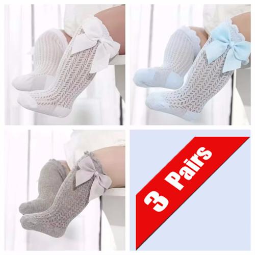 1/3/7Pairs Infant Long Socks for Baby Girls And Boys Bow Cotton Summer Mesh Thin Newborn Toddler Knee High Socks 0-2Years New
