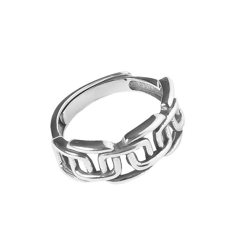 Eleganter geometrischer offener verstellbarer Ring im koreanischen Stil aus 925er Sterlingsilber für Damen