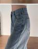 Plus Size Retro Wide-Leg Denim Pants for Women - Autumn Loose Fit, Slimming, Pear-Shaped Body