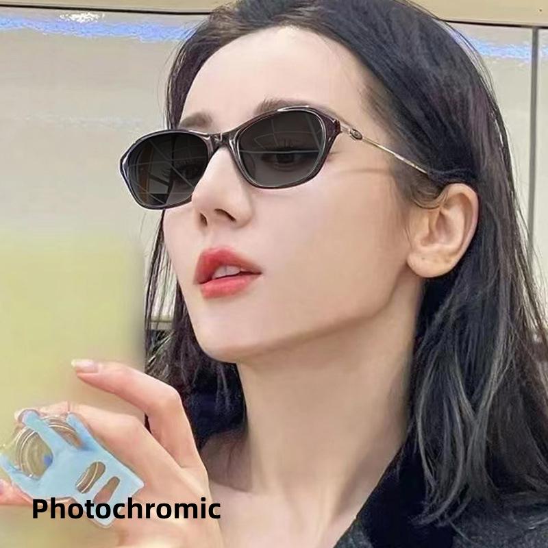 New Ellipsoid Retro Frame TR90 Photochromic Reading Glasses Women Anti Blue Light Hyperopia Prescription Eyewear