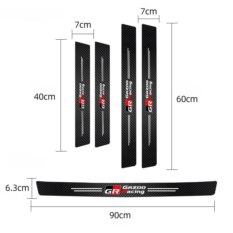 5Pc Car Door Sill Kick Tailgate Threshold Protection Stickers For Toyota 86 Mirai Supra Prado Alphard Crown Vellfire Sequoia CHR
