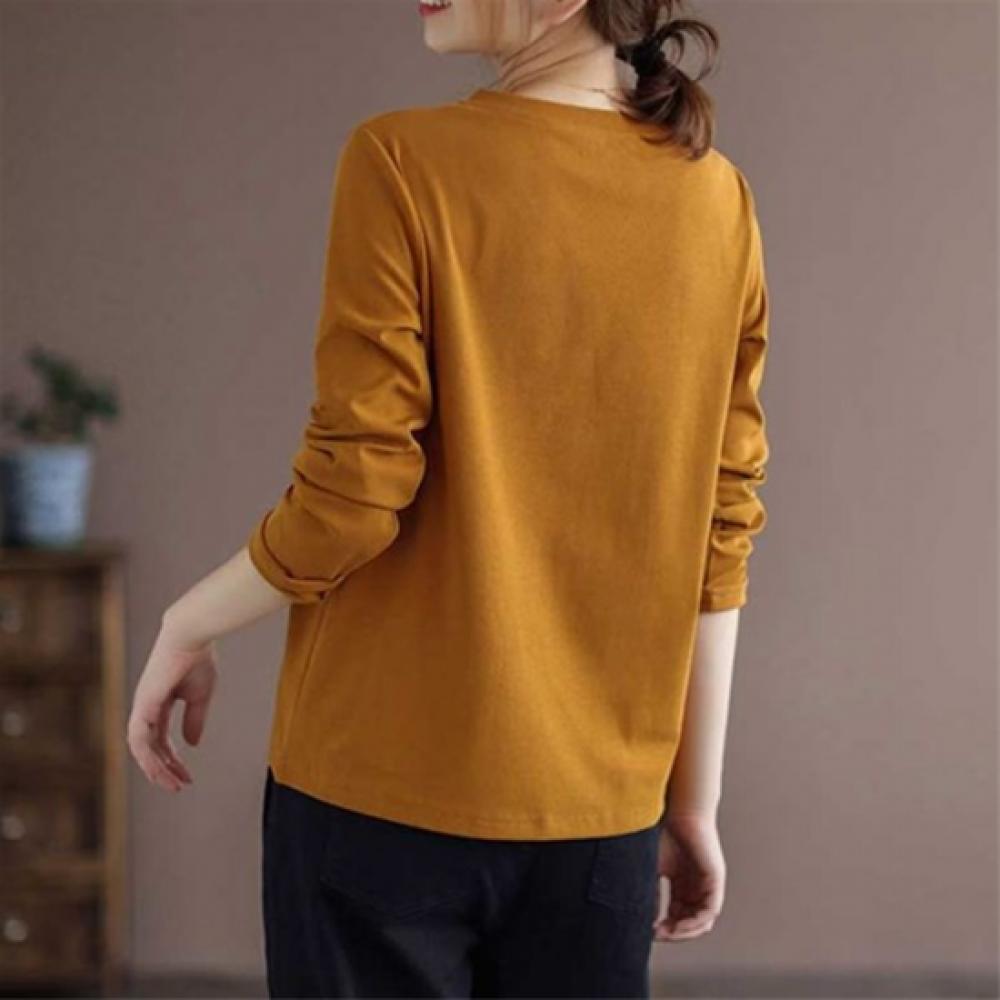 New ArriVals Open Run Women V Neck Long sleeVe T shirT Solid fiT