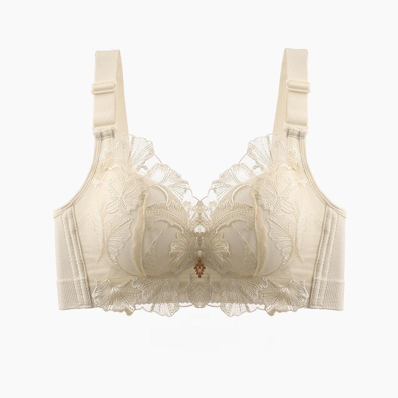 Embroidered Gathering Bra Women's Adjustable Underwear Lace-holding Bra Large-sized Sexy Lace Bra