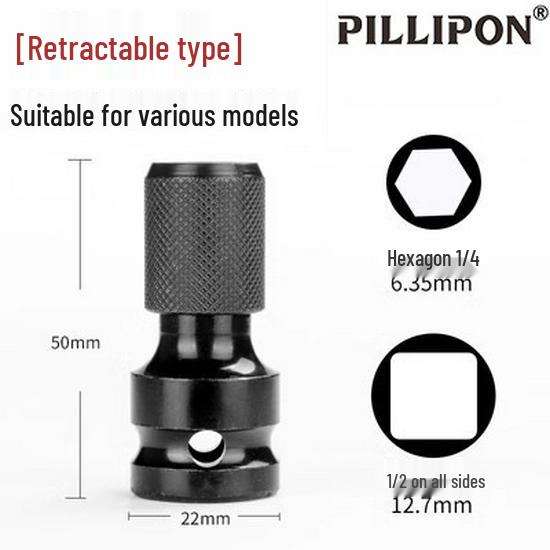 Telescopic Spring Sleeve Electric Wrench Air Joint Hex Socket Bit Adapter 1/2 to 1/4