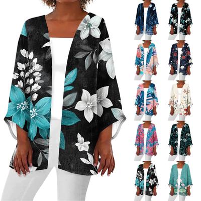 Damen Lässige und Modische Bedruckte Leichte Mittellange Jacke Cardigan Cardigan