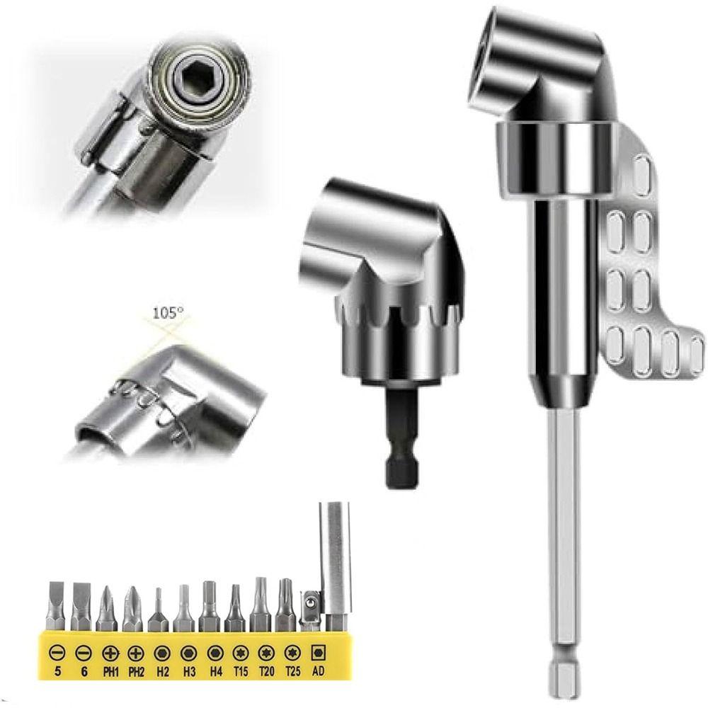 Adjustable Drill Attachment Alloy Steel 1/4" Hex Shank Driver Angle Dril  for Power Drill Tool