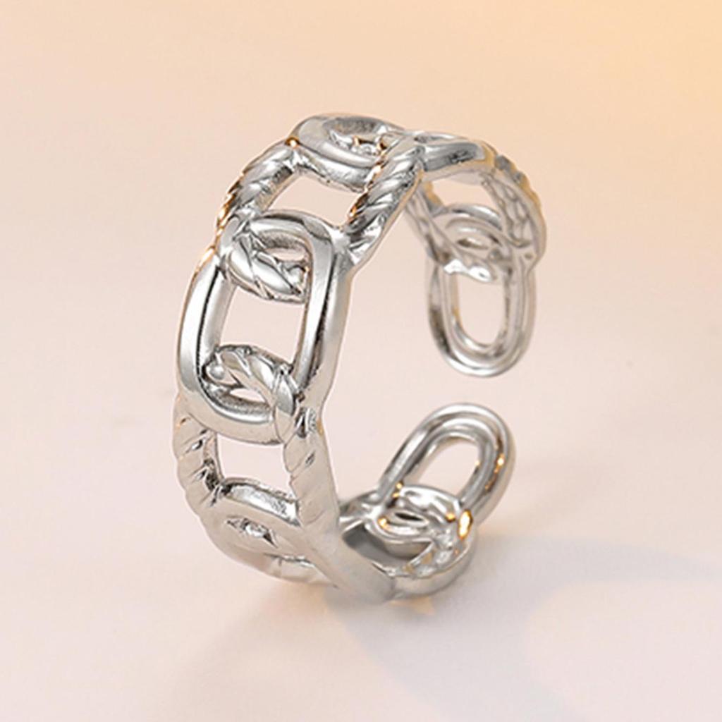 New High-Grade Retro Gold Plated Hollow Chain Ring - Adjustable Openwork Women's Jewelry