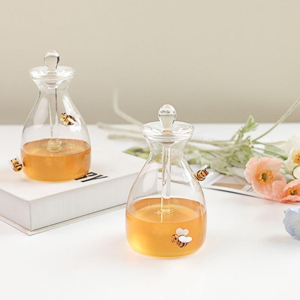 Large Capacity Glass Honey Jar Three-dimensional Bee Honey Container Creative Syrup Jar Breakfast
