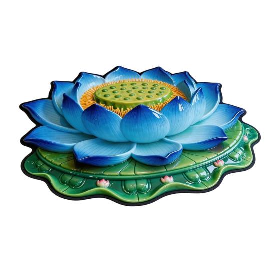 3D Lotos Fußmatte Realistische Blume Wohnzimmerteppich Waschbar Rutschfeste Teppich für Zuhause Meditationsraum Schlafzimmer Dekoration