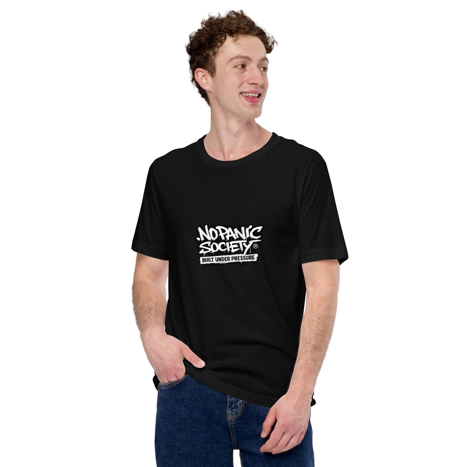 T-shirt streetwear uomo nera, maglietta minimal, No Panic Society, t-shirt palestra casual, regalo uomo L