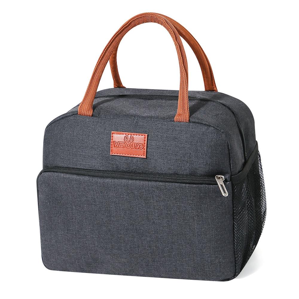 Borsa Tote Portatile Grigia Isolamento Fogli di Alluminio Ispessito Borsa Porta Pranzo per Lavoro in Ufficio Scuola Tessuto Oxford Borse Frigo da Picnic a Mano