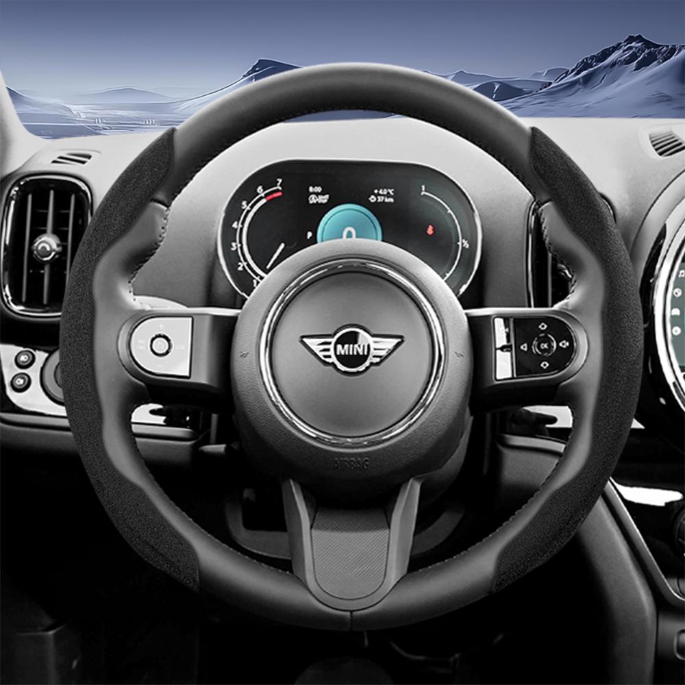 

Suitable for Mini Sports Suede Steering Wheel Covers with Split Snap-On Design, Non-Slip and Durable, for Models Such as