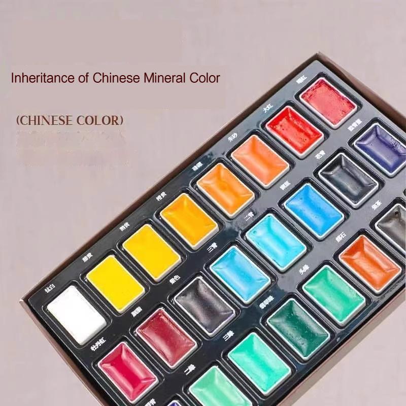 Chinesische Malpigmente 12/24 Farben Klassische Kunst Feste Pigmente Tragbar Traditionelle Chinesische Malerei Zeichenkunstbedarf