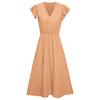 Summer Women Casual Sleeveless V-Neck Dress Solid Color A-Line High Waist Midi Long Spring Dress S-XL