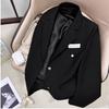 Women Black Short College Style Blazer Slim Fit Office Jacket Elegant Versatile