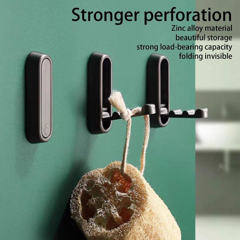 Goldene Faltbare Haken zum Aufhängen an der Wand, Metall Schwerlast Wandhaken Platzsparend für Handtuch, Mantel, Tasche, Saug-Haken ohne Bohren für Badezimmer, einfache Installation