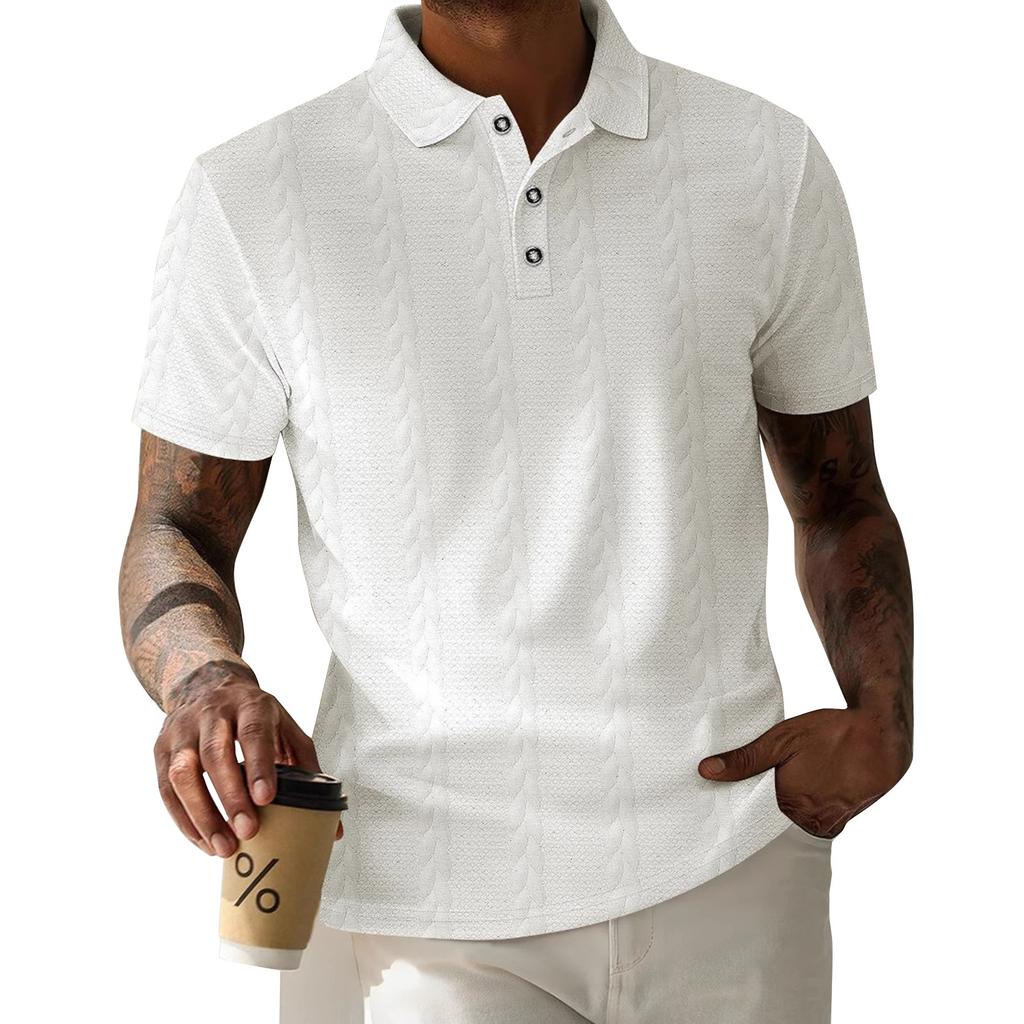 Pánské letní jednobarevné topy s knoflíkovým límečkem a krátkým rukávem, pánské volné sportovní ležérní topy