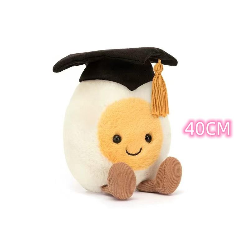 14/25/40CM Kawaii Toy Boiled Egg with Doctorial Hat Funny Egg Pillow Stuffed Soft Dolls Graduation Birthday Gift