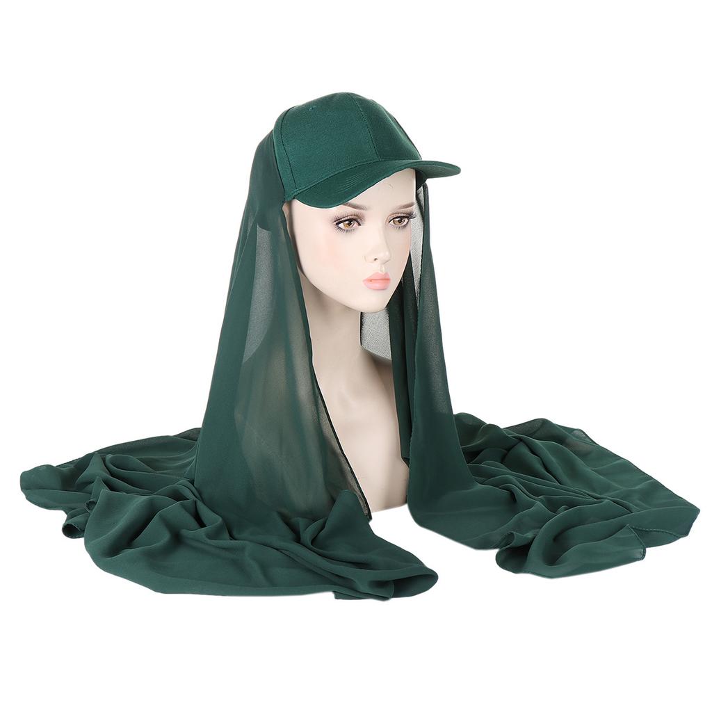 New Colors Chiffon Hijab With Base Ball Cap Summer Sports Cap With Chiffon Hijabs Ready To Wear Instant Chiffon Sport Hijabs