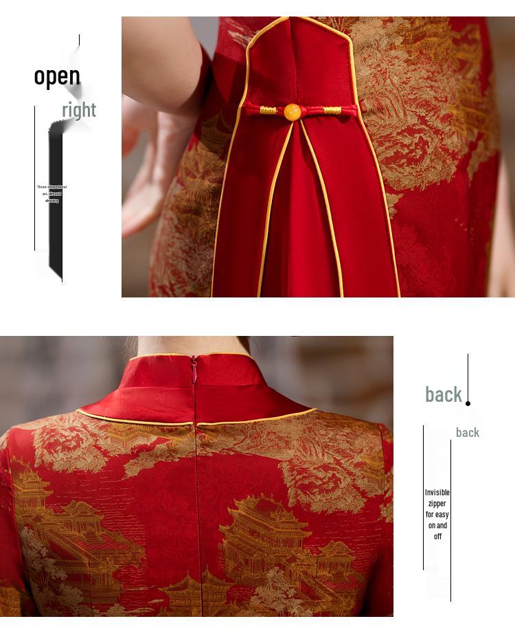 Elegant Xiangyun Gauze Cheongsam: Retro Slimming Short Sleeve Long Skirt