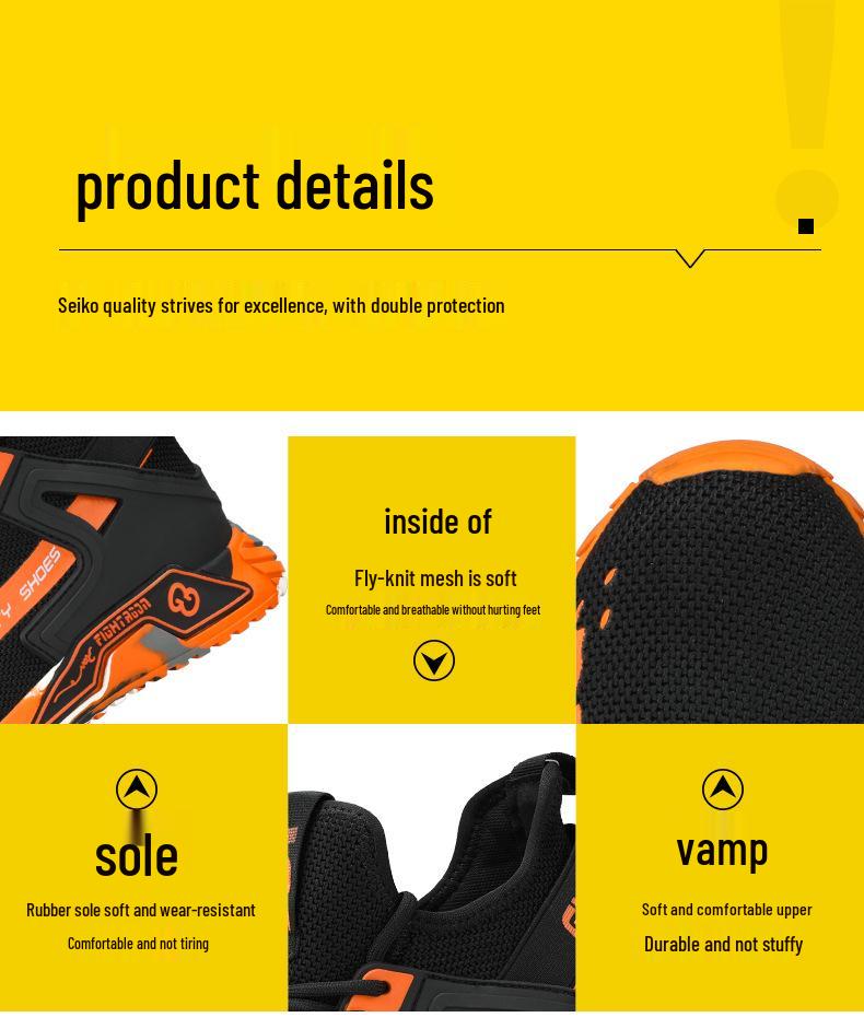 Upgraded Lightweight Steel Toe Work Shoes - Anti-Smash, Puncture-Resistant, Comfortable, Wear-Resistant Safety Footwear