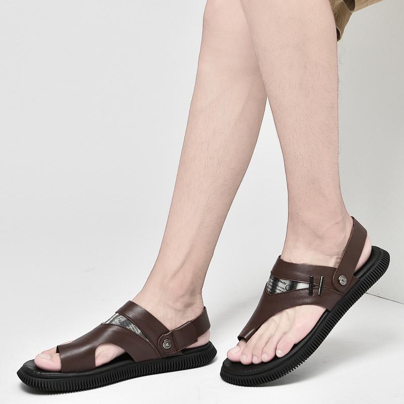 2022 Retro Sandals Men'S Summer Beach Casual Shoes Genuine Leather Gladiator Flip Flops Men Outdoor Slippers Male Luxury Shoes