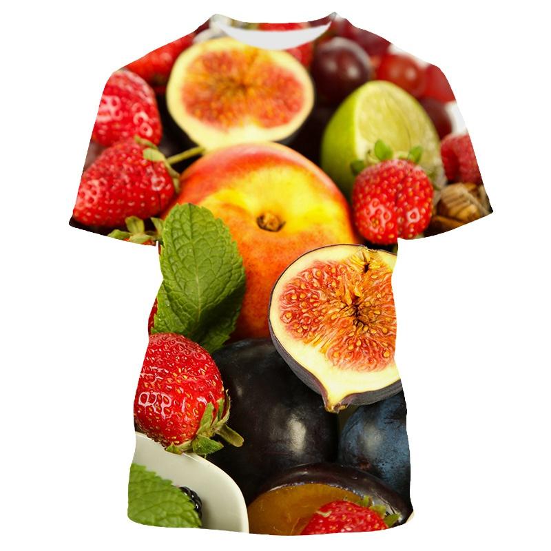 Früchte Beeren Muster Herren T-Shirt Lässig Herren Weich Locker Kurzarm Kleidung Modisch Streetwear Lustig Rundhals Oberteile