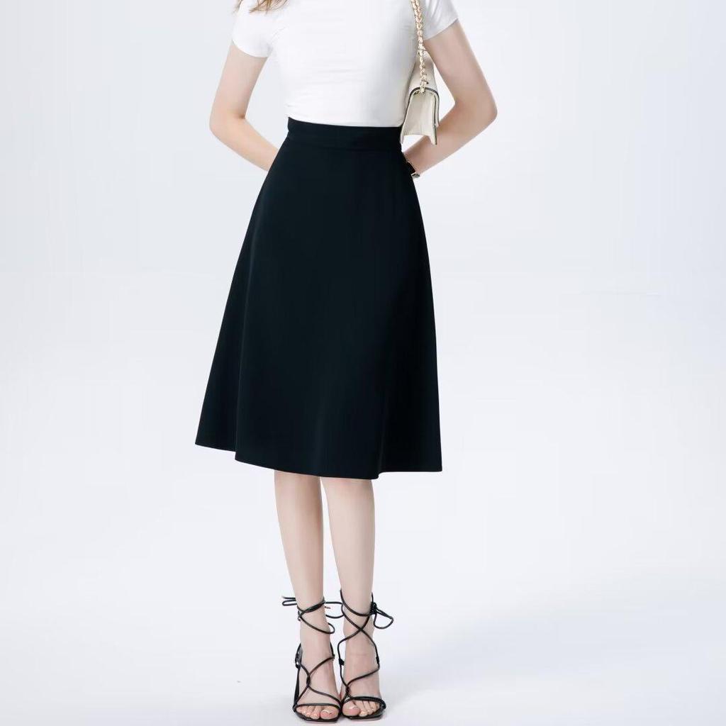 2024 Summer High Waist A-Line Midi Skirt: Ladylike, Slimming & Chic